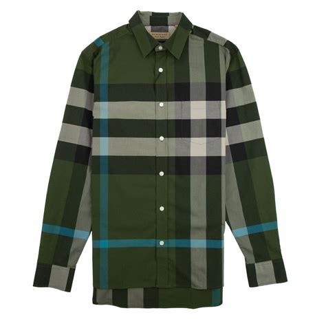 mens orange and army green burberry shirt|Burberry long sleeve shirts.